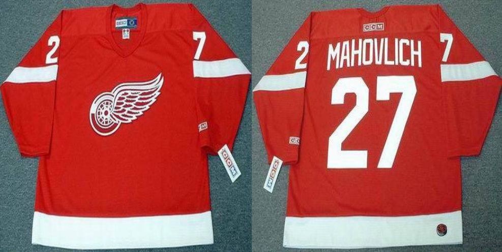 2019 Men Detroit Red Wings #27 Mahovlich Red CCM NHL jerseys